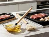 Long Handle BBQ Basting Mop Wooden Grill Brush With 6 Replacement Heads For Outdoor Grilling Cooking V1369-AZ3-W-14892