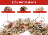 Christabelle 61cm Snowy Christmas Wreath Bedford with LED Lights Front Door Decoration Ornament 112_NATSB61W