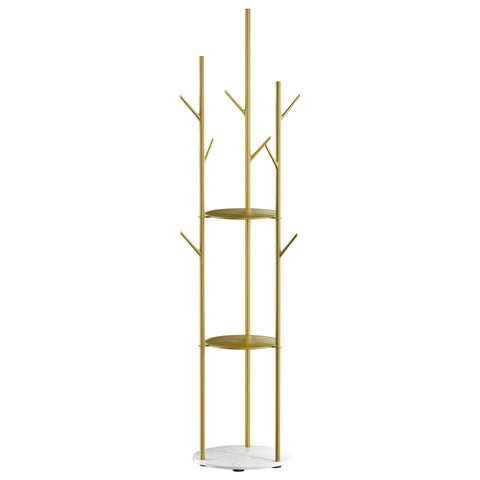 Levede Coat Rack Clothes Stand 8 Hook Organizer Gold DH1050-GD