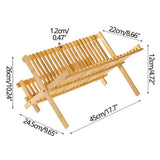 Bamboo Dish Drying Rack 2-Tier Foldable Dish Drainer with Tray Large Capacity Kitchen Counter V1366-AZ2-W-11867