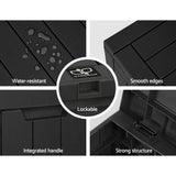 Gardeon Outdoor Storage Box 118L Container Lockable Garden Toy Tool Shed Black OSB-C-118L-BK