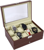 12 Slot PU Leather Lockable Watch and Jewelry Storage Boxes V178-84503
