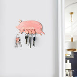 Pig Wall Decoration with 5 Hooks, Cute Key Storage Organizer for Farmhouse Entryway, Front Door, V1369-AZ3-W-21617