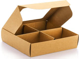 40 Pack Brown Bakery Boxes with Window and Dividers, 6 x Inch Mini Pastry 4 Compartments, Kraft V1259-DP01-A-924