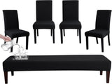 FORCHEER Dining Chair Covers and Covers Set Waterproof Black Jacquard 4 Dining Room Chair and V1259-DP01-F-13