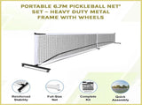 Portable 6.7m Pickleball Net Set Heavy Duty Metal Frame with Wheels V63-953491