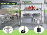 Modular Wire Storage 150x60cm Steel Shelving Chrome With Wheels For Garage Warehouse Or Kitchen V63-841091