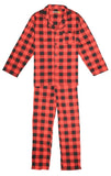 Mens Flannelette Pyjama Set 100% Cotton Long Sleeve Pants Soft Warm PJs - Red - L V563-JSPJ3-190-L