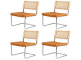 Artiss Dining Chairs Set of 4 PU Leather Rattan Cantilever Brown UPHO-C-DIN-2504-BRX4