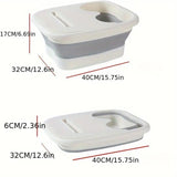 Foldable Foot Soak Tub TPE Collapsible Deep Tub with Lid for Heat Retention, Foot Massage, V1232-ZTZYP003