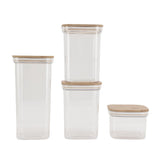 Food Storage Jars Plastic Airtight Containers with Bambusoideae Lids Kitchen Square Clear Canisters V1294-YM0901-3118250039812