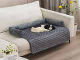 Plush Bolster Pet Bed Mat with Anti-Slip Base and Extended Drop Edge for Sofa and Floor Lounging V1341-ZY-5HCS3Q9B-BLUE-90135CM