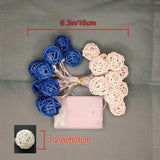 1 Set of Blue n White 5cm Rattan Cane 50 Ball Battery Powered LONG 5m String Lights Christmas Gift V382-BLUWHITERATTBALLBATT50