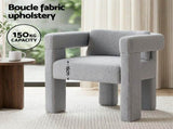 Artiss Armchair Accent Chair Lounge Sofa Couch Boucle Fabric Grey UPHO-K-ARM-TED-LG