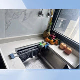 Expandable Kitchen Sink Caddy with Durable ABS and Stainless Steel Construction, Adjustable Length V1341-ZY-6RUXR2PE-BLACK3PCS