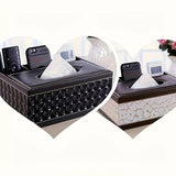 Black cat's eye Multi-Function Leather Tissue Box, Wooden Frame with Compartment Storage, Anti-Slip V1232-PGZJH001