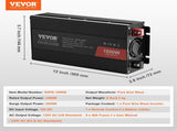 Pure Sine Wave Inverter, 1000 Watt, DC 12V to AC 230V Power Inverter with 2 AC Outlets 2 USB Port 1 V952-CZXNBQ1000WCILWT2V3