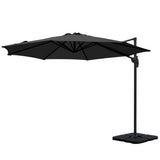 Instahut 3m Outdoor Umbrella w/Base Cantilever Beach Roma 360 Degree Tilt Black UMB-ROMA-BASE-50N-BK