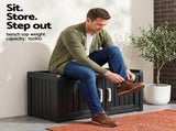Outdoor Storage Box Bench Shoe Cabinet with Shelf Resin 81cm Black ODF-OSB-CAB-PP-BK