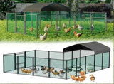 Chicken Run Coop 304.8 x 396.24 cm Covered Poultry Rabbit Hen Cage with Feeding Door V178-59381