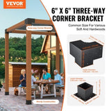 Pergola Bracket Kit 152.4 x 152.4 mm, 8pcs 3-Way Heavy Duty Corner Bracket Woodworks DIY Post Base, V952-LPJJTZST8PCS31NS1V0