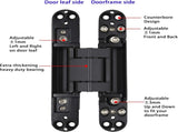 7 Inch Invisible Hinges - Black Pack of 2 - Modern Style - Metallic Finish - Zinc & V1258-DP02-C-100