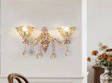 Rococo Gold Wall Sconce Floral Bedside Wall Lamp with Beveled Crystal Lighting for Hallway & Living V767-LT-X121