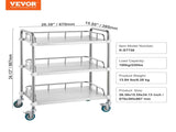 Lab Rolling Cart, 3-Shelf Stainless Steel Rolling Cart, Lab Serving Cart with Swivel Casters, Dental V952-SYSST42014303UK85V0