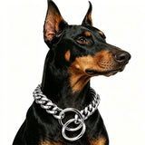 Stylish Cuban Link Dog Choke Chain Collar in Premium Stainless Steel Available in Gold, Black, V1341-ZY-39QXRQK8-BLACK-15MM85CM34IN