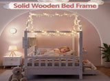 Artiss Kids Single Bed Frame with 3 Storage Bookcase & 2 Drawers House Bed Solid Wood Montessori Bed WBED-F-DREGO-S-WH-DRAW