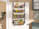 CARLA HOME 4-Tier Over the Door Organizer Heavy-Duty Metal Pantry Rack with Hanging Baskets for Home V178-36339