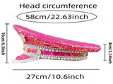 shiny rhinestone captain hat, unisex party hat, adjustable sequin hat, Mardi Gras hat, Valentine's V1102-129-88908-PNK-L
