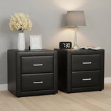 Artiss 2X Bedside Table 2 Drawers Side Table Leather - CADEN Black BFRAME-E-BSIDE-BKX2