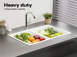 Cefito Kitchen Sink 77x45cm Granite Stone Sink Double Bowl White SINK-STONE-A-7745-WH