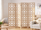 Artiss 4 Panel Room Divider Folding Privacy Screen Wooden Partition Geometric Freestanding Separator RD-B-1759-4P-NT
