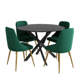 The Velvet Marble Table and Chair Set V264-DNT-410-BLK-DNC-414V-GRN-4