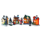 Christmas Set Resin Christmas Scene LED Lighted Miniature Houses Town Christmas V1294-YM0714-10311311