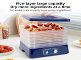 Dehydrators for Food and Jerky with 5 Drying Racks 95-158 8 Gears Temperature Adjustable Vegetable V1294-YM0901-H49288US