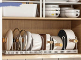 Pot Lid Rack Iron Retractable Pot Lid Organizer Holder for Multiple Cookware Universal Black V1294-YM0716-3117220166412