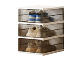 Transparent Grey 3-Layer Foldable Shoe Storage Tower with Transparent Display Panel & Back V888-ELOSUNG45710