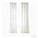 White Curtains, Striped Window Panels, 39.37x78.74in 2 Pack, 80% Polyester 20% Spandex, Semi V1369-AZ3-W-12331