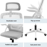 Artiss Ergonomic Office Chair Computer Desk Chairs Headrest Adjustable Grey OCHAIR-K-MESH-GY-WH