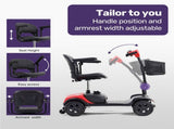 EQUIPMED Electric Mobility Scooter Portable Folding for Elderly Older Adult, SmartRider Black & Red V219-EQMOHC06A