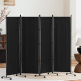 Artiss 4 Panel Room Divider Screen 217cm Wheel Fabric Black RD-D-PLY-217-WHEEL-BK