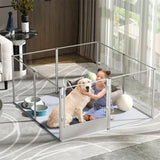 81cm Highest Acrylic Dog Whelping Pen Box Safe Aluminum Frame Pet Playpen w/ Mat V767-XPETSYL-13S-V1