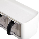 2 Pack 3 Grids Seasoning Box with Handle and Spoon, Clear Kitchen Salt Pepper Sugar Storage V1192-AZ-W-17146