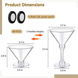 48PCS Martini Plastic Party Cups with Black Ribbons, Clear Martini Cups, Unique Cocktail V1369-AZ3-W-08637
