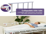 EQUIPMED 4 Function Medical Bed, w/ Mattress & Over Bed Table, Easy Manual Adjustable Back and Leg V219-BNSADBEQM03A