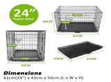 Wire Dog Cage Foldable Crate Kennel 24in with Tray V274-PET-WC24