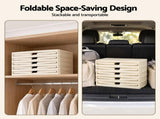 Artiss 5-Tier Foldable Storage Cabinet Stackable Box Clear Magnetic Door White SC-5T-4527-WH